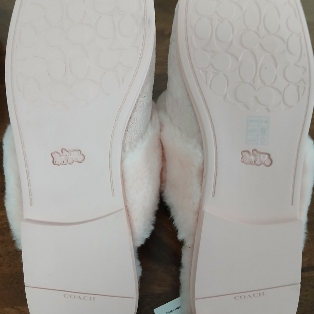 Coach NWT Size 10B Signature Candy Pink Sherpa Mule Suede Slippers CCX65 - Picture 6 of 6